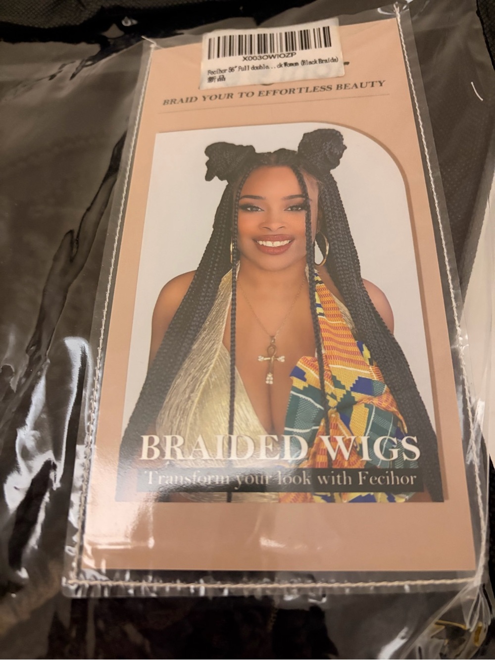 Braided Wig with Blonde Accent - Black & Blonde - Picture 2 of 3